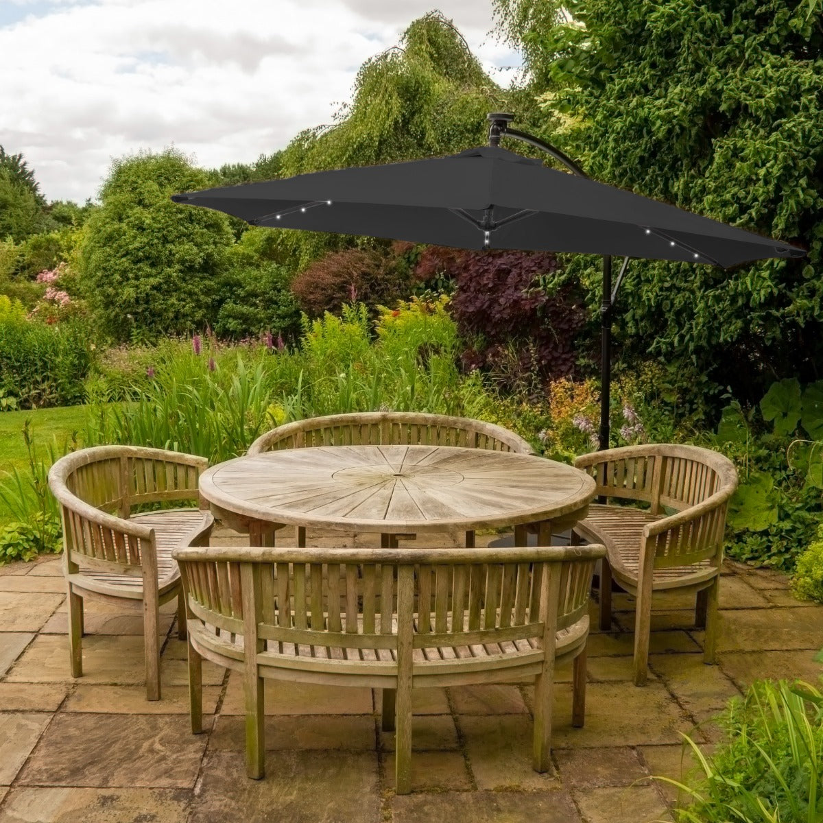Grey 3m LED Cantilever Parasol