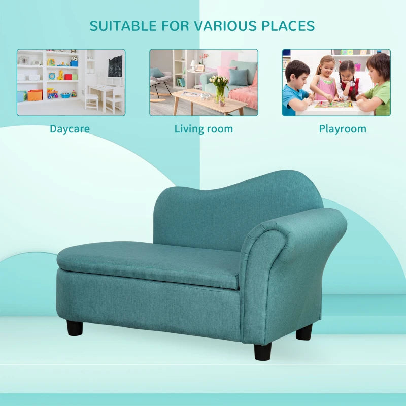 Kids Lounge Seater with Storage Compartment, Light Blue