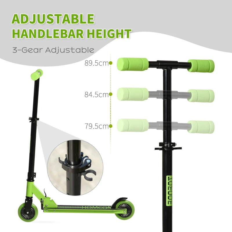 HOMCOM Kids Scooter Foldable Kick Scooter with Adjustable Height Brake for Boys and Girls
