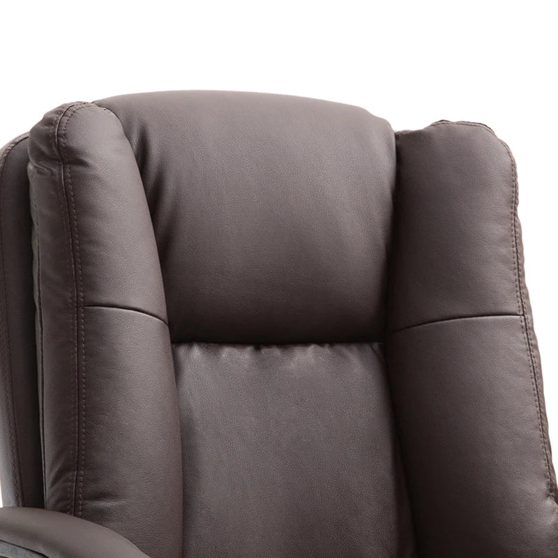 HOMCOM Mid Back Executive Office Chair, Faux Leather Computer Desk Chair with Swivel, Double-Tier Padding, Arm, Wheels, Brown