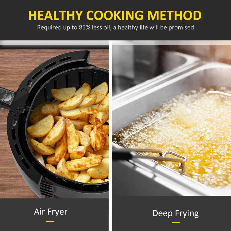 HOMCOM 1700W Air Fryer Over with 5.5L Capacity, Rapid Air Circulation, Digital Display, Adjustable Temperature, Timer for Healthy Oil Free Low Fat Cooking