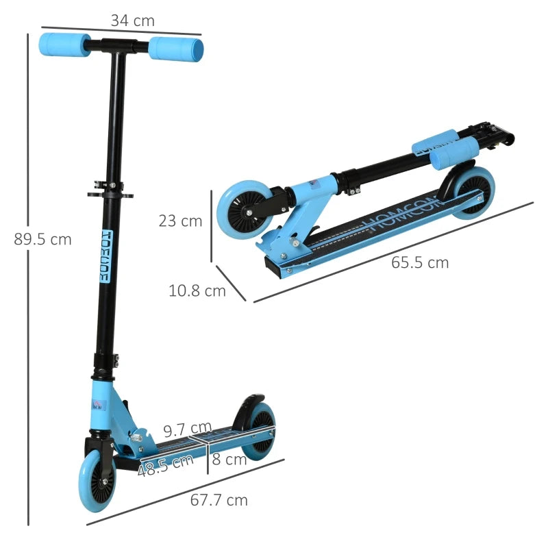 HOMCOM Kids Scooter Foldable Kick Scooter with Adjustable Height Brake for Boys and Girls