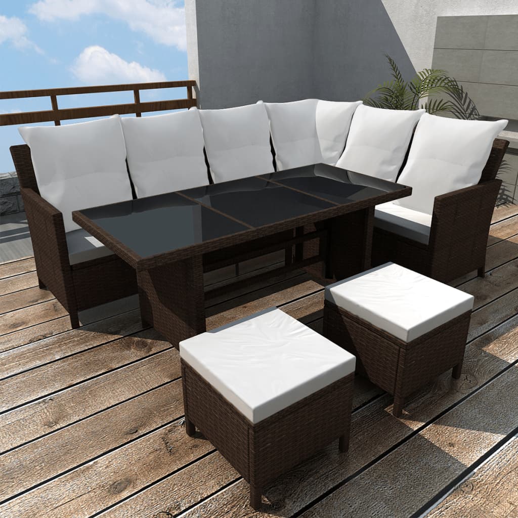 4 Piece Garden Lounge Set With Cushions Poly Rattan Black