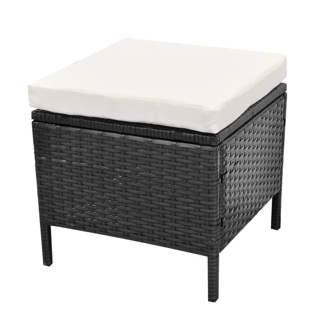 4 Piece Garden Lounge Set With Cushions Poly Rattan Black