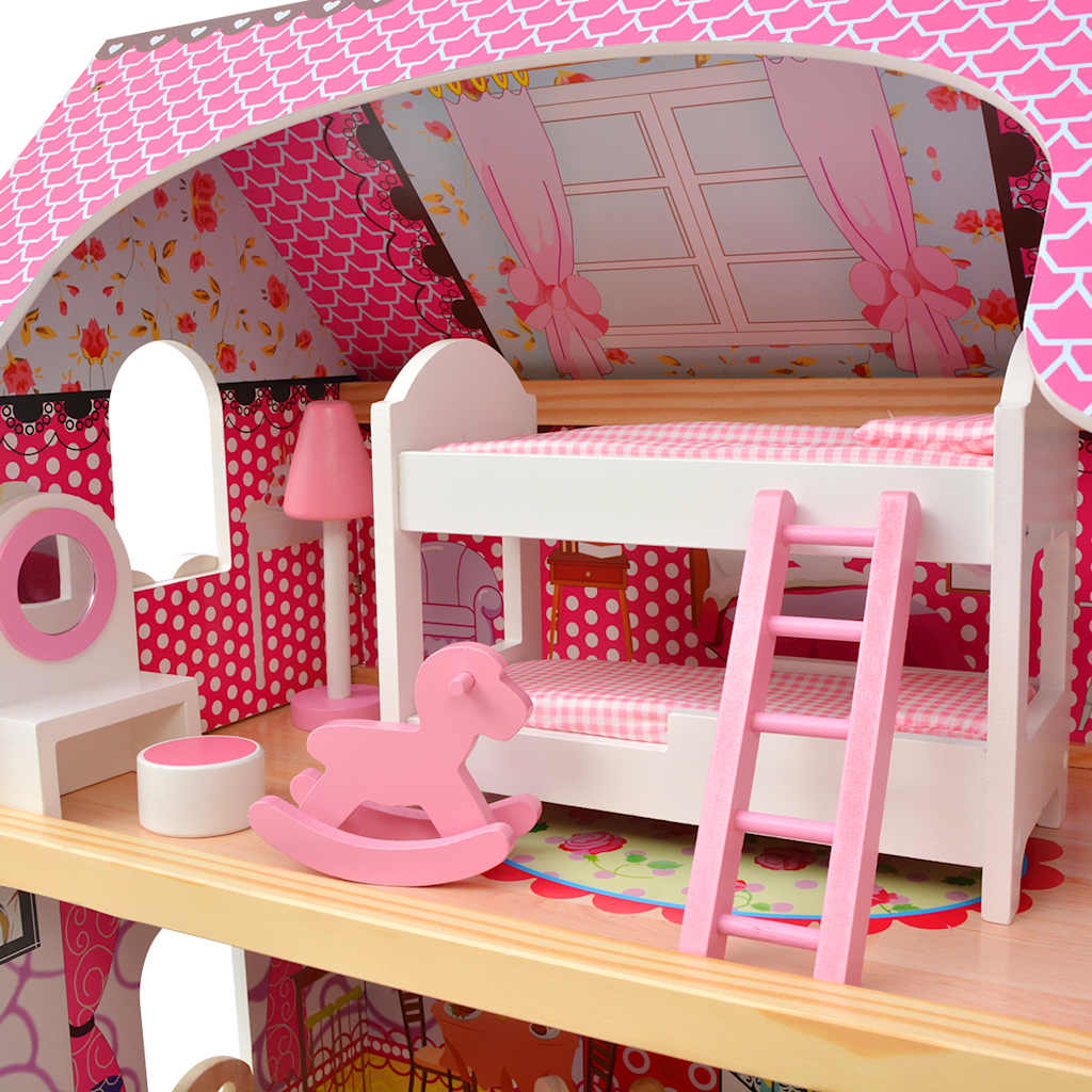 3-Storey Dollhouse Wood 60X30X90 Cm