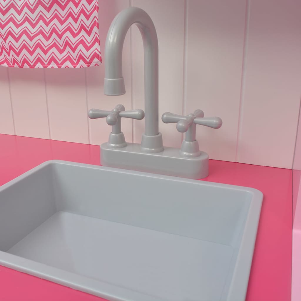 Toy Kitchen Wood 82X30X100 Cm Pink And White