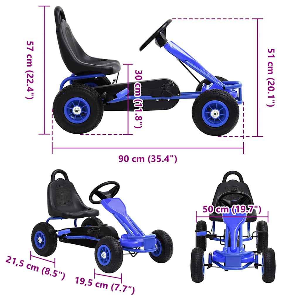 Pedal Go-Kart With Pneumatic Tyres Blue