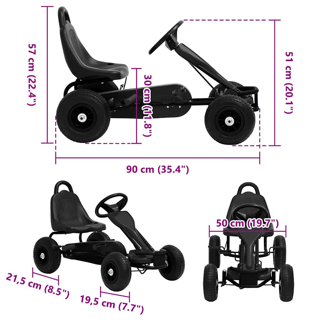Pedal Go-Kart With Pneumatic Tyres Black