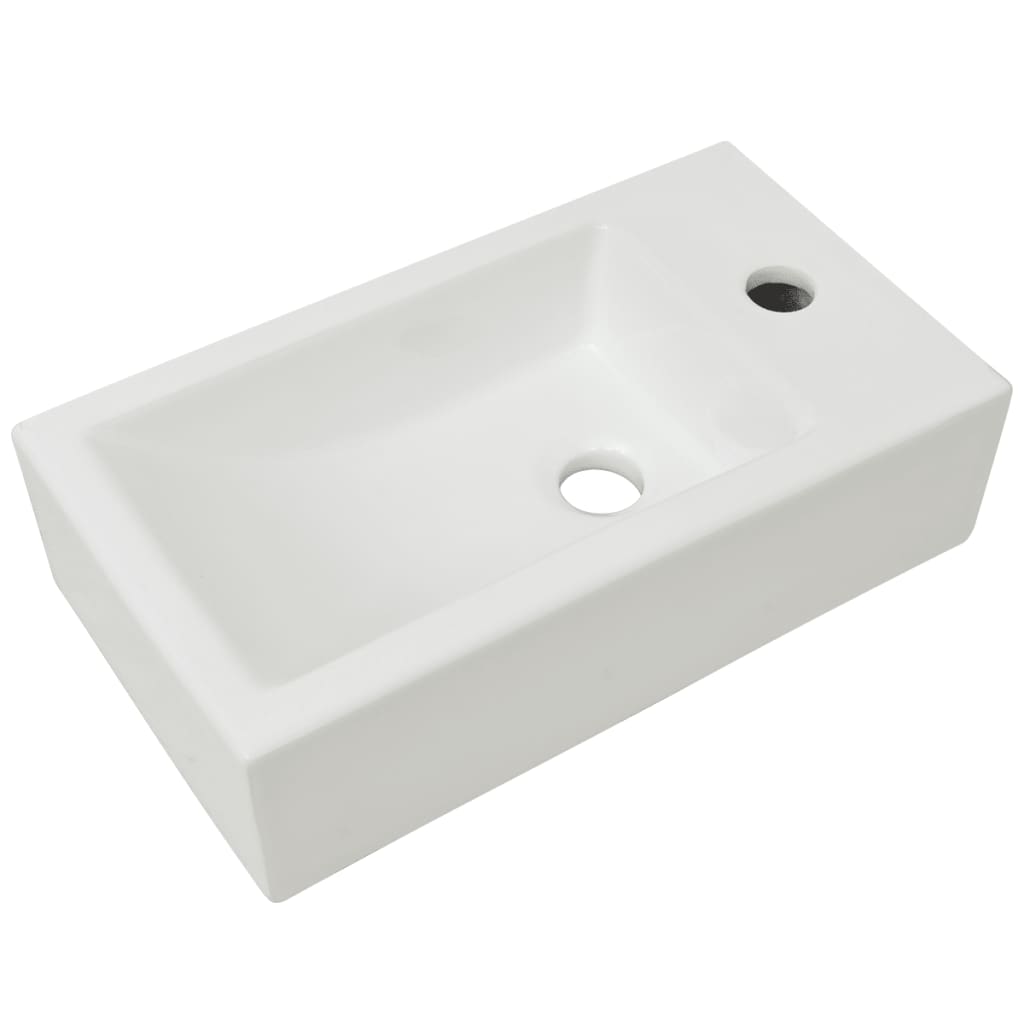 Basin With Faucet Hole Rectangular Ceramic 46X25.5X12 Cm