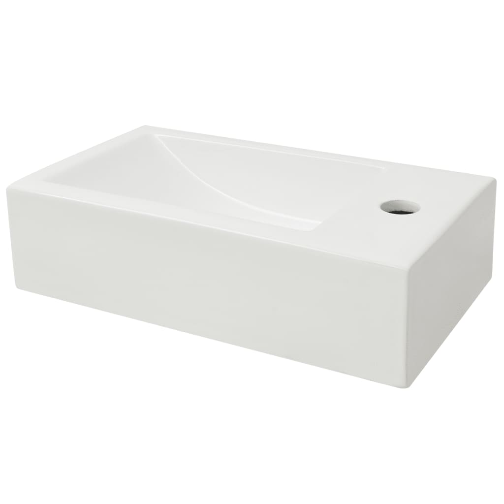 Basin With Faucet Hole Rectangular Ceramic 46X25.5X12 Cm