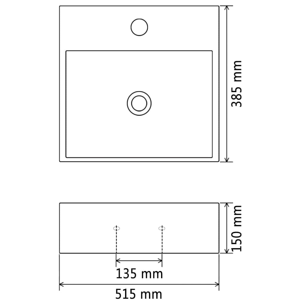 Basin With Faucet Hole Ceramic