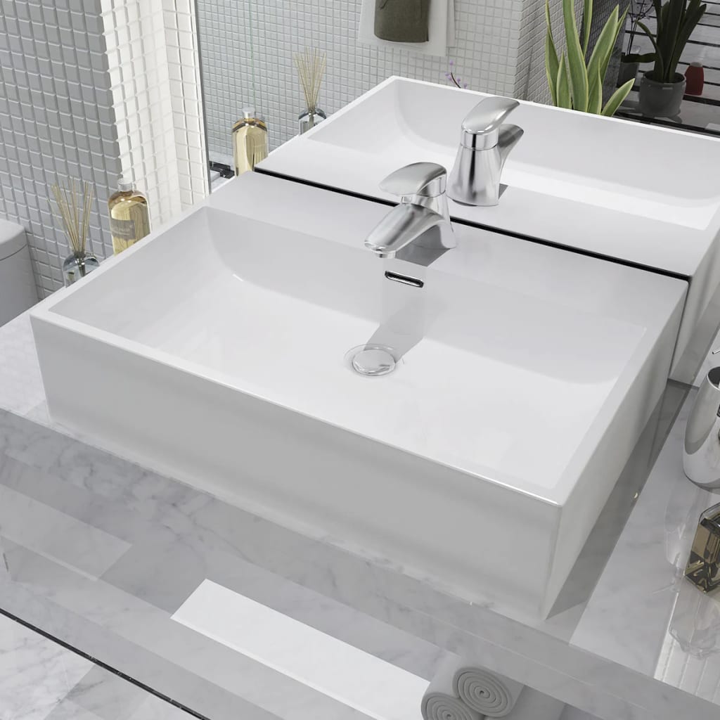 Basin With Faucet Hole Ceramic