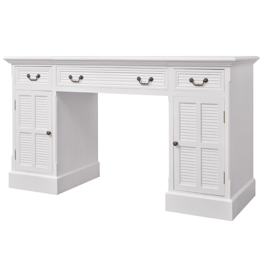 Double Pedestal Desk White 140X48X80 Cm