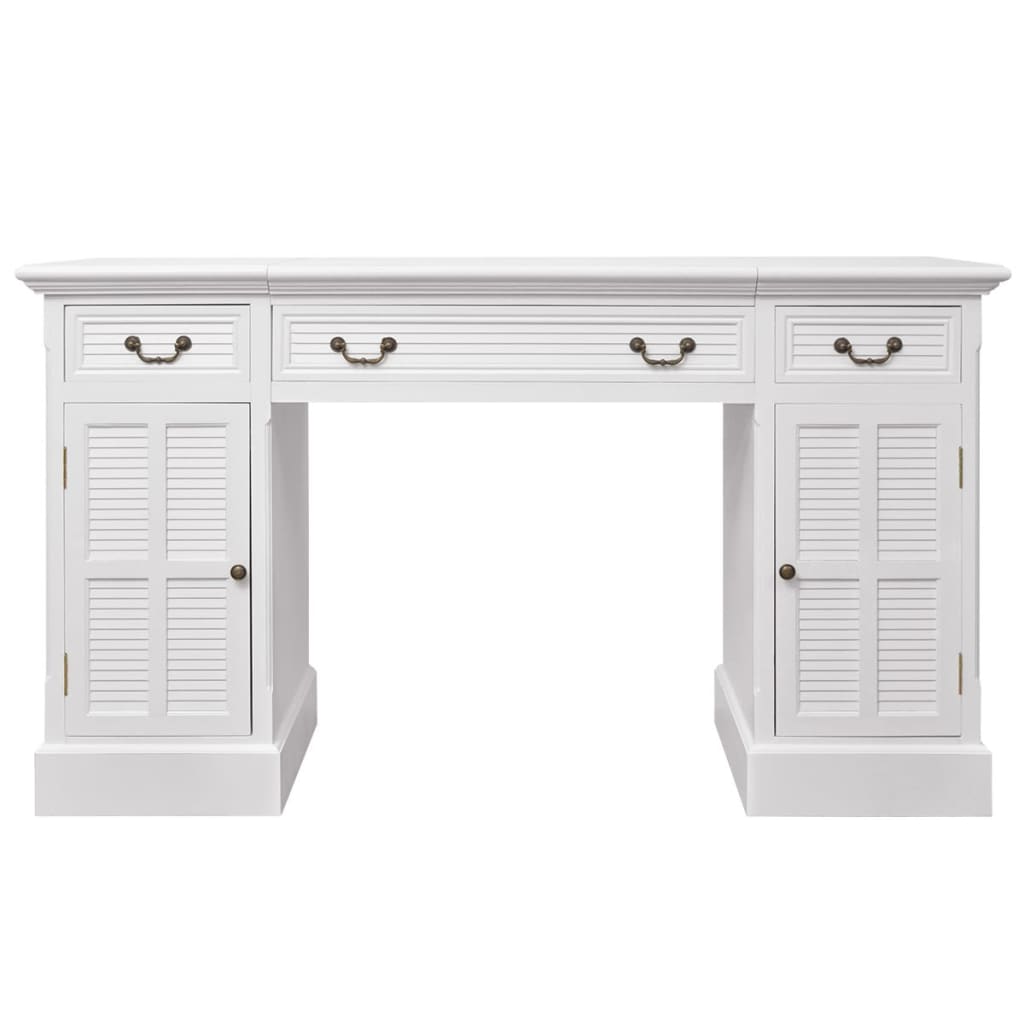 Double Pedestal Desk White 140X48X80 Cm