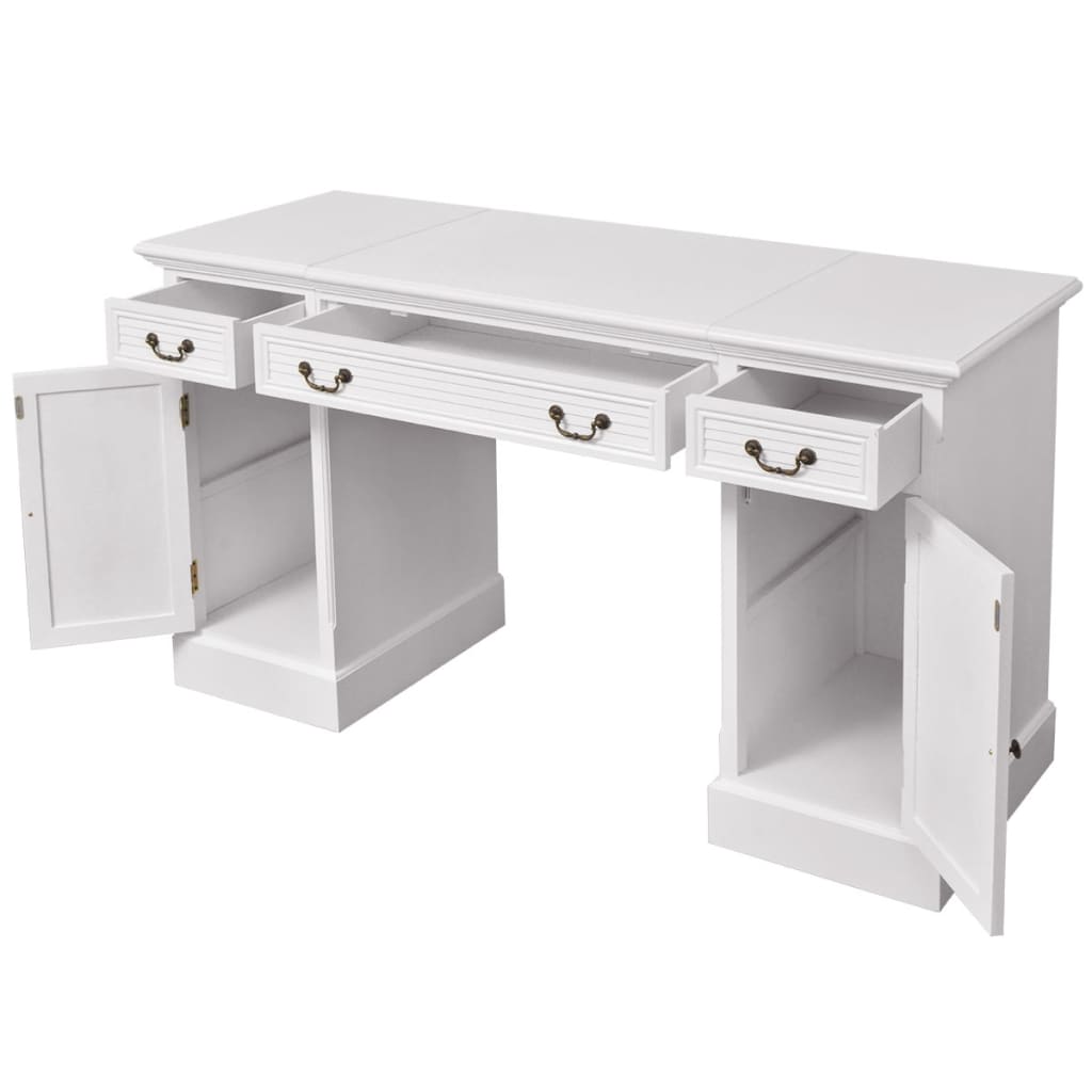 Double Pedestal Desk White 140X48X80 Cm