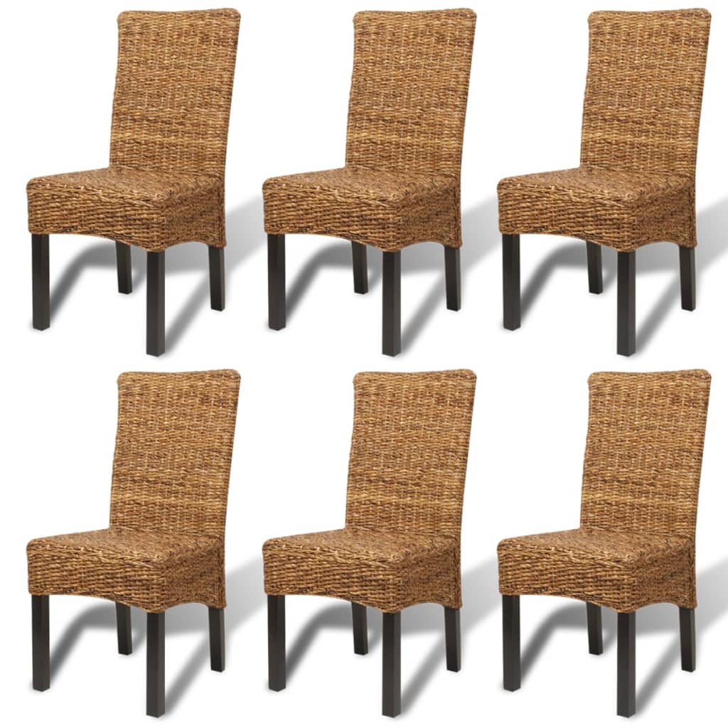 Dining Chairs 6 Pcs Abaca And Solid Mango Wood