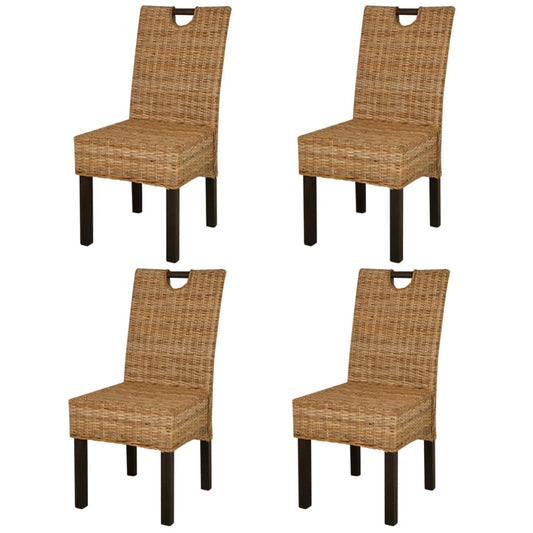 Dining Chair 4 Pcs Kubu Rattan Mango Wood