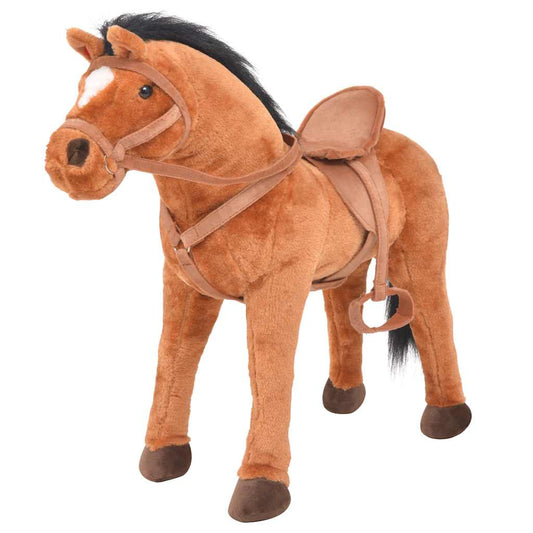 Standing Toy Horse Plush Brown