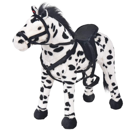 Standing Plush Toy Horse Black And White Xxl