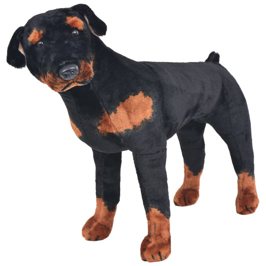 Standing Plush Toy Rottweiler Dog Black And Brown Xxl