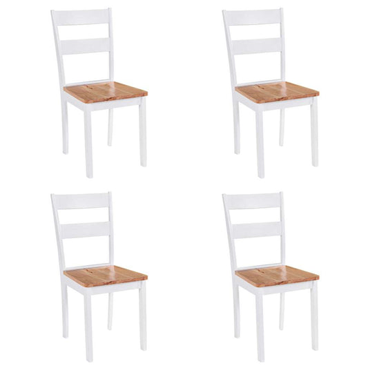 Dining Chairs 4 Pcs White Solid Rubber Wood