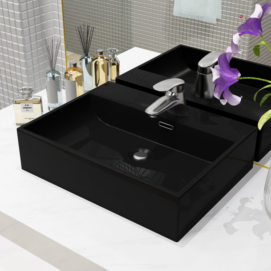 Basin With Faucet Hole Ceramic