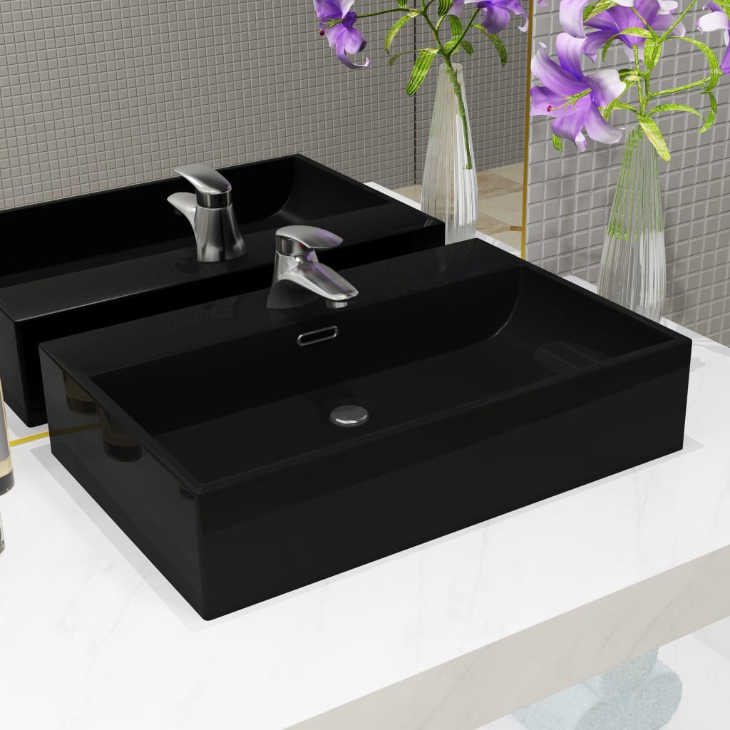 Basin With Faucet Hole Ceramic