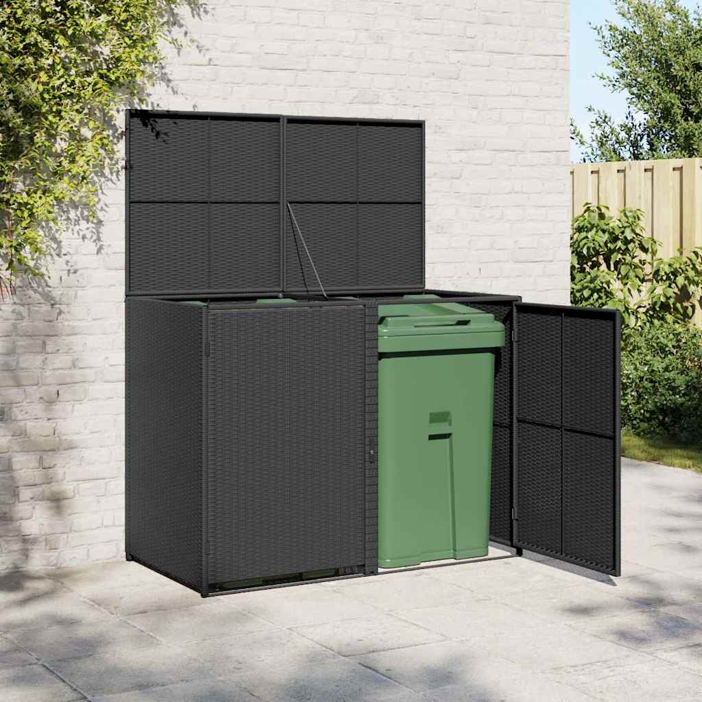 Double Wheelie Bin Shed Poly Rattan 148X77X111 Cm