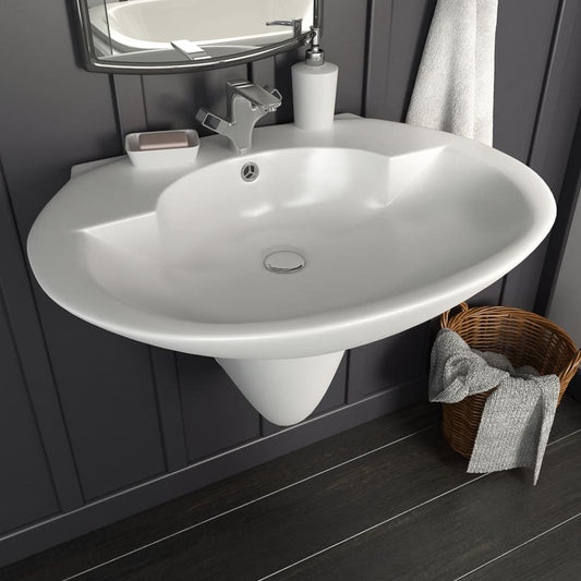 Wall-Mounted Basin Ceramic White 690X520X210 Mm