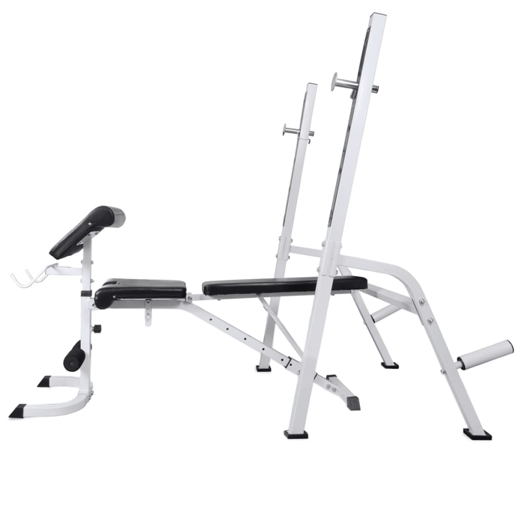 Workout Bench With Weight Rack, Barbell And Dumbbell Set 60.5Kg