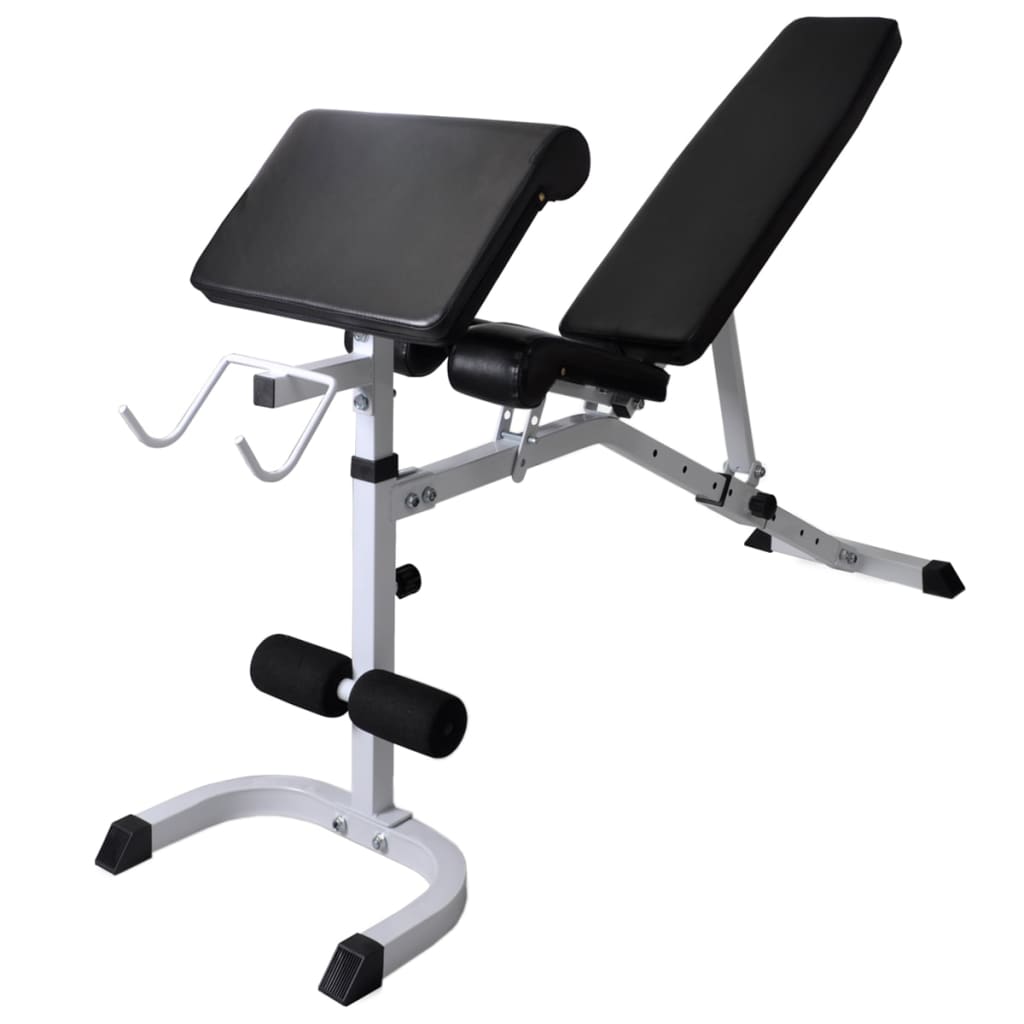 Workout Bench With Weight Rack, Barbell And Dumbbell Set 60.5Kg