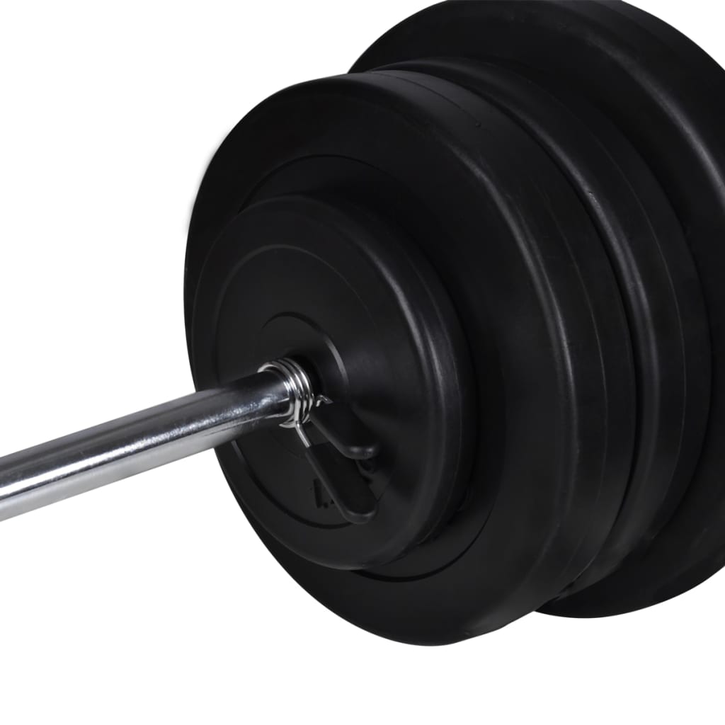 Workout Bench With Weight Rack, Barbell And Dumbbell Set 60.5Kg