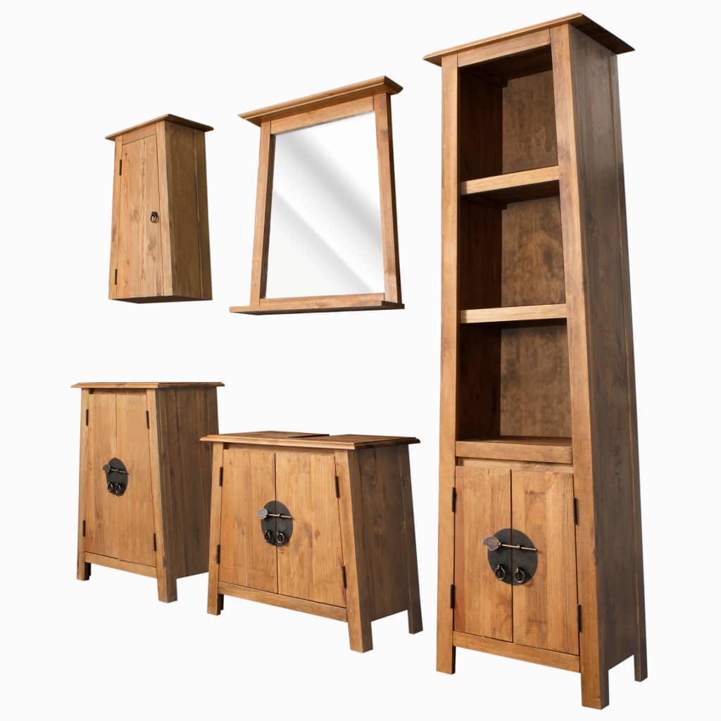 2 Piece Bathroom Furniture Set Solid Wood Pine