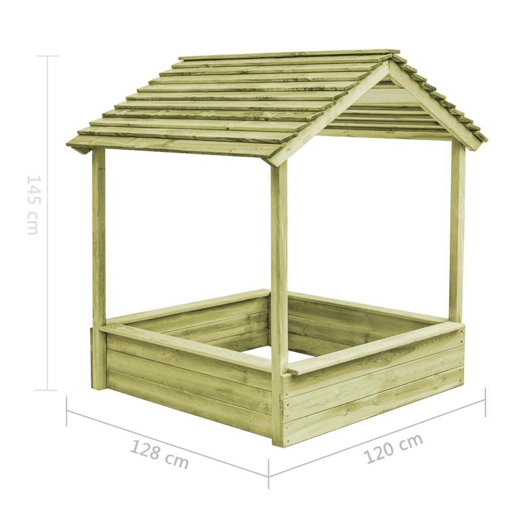 Outdoor Playhouse With Sandpit 128X120X145 Cm Pinewood