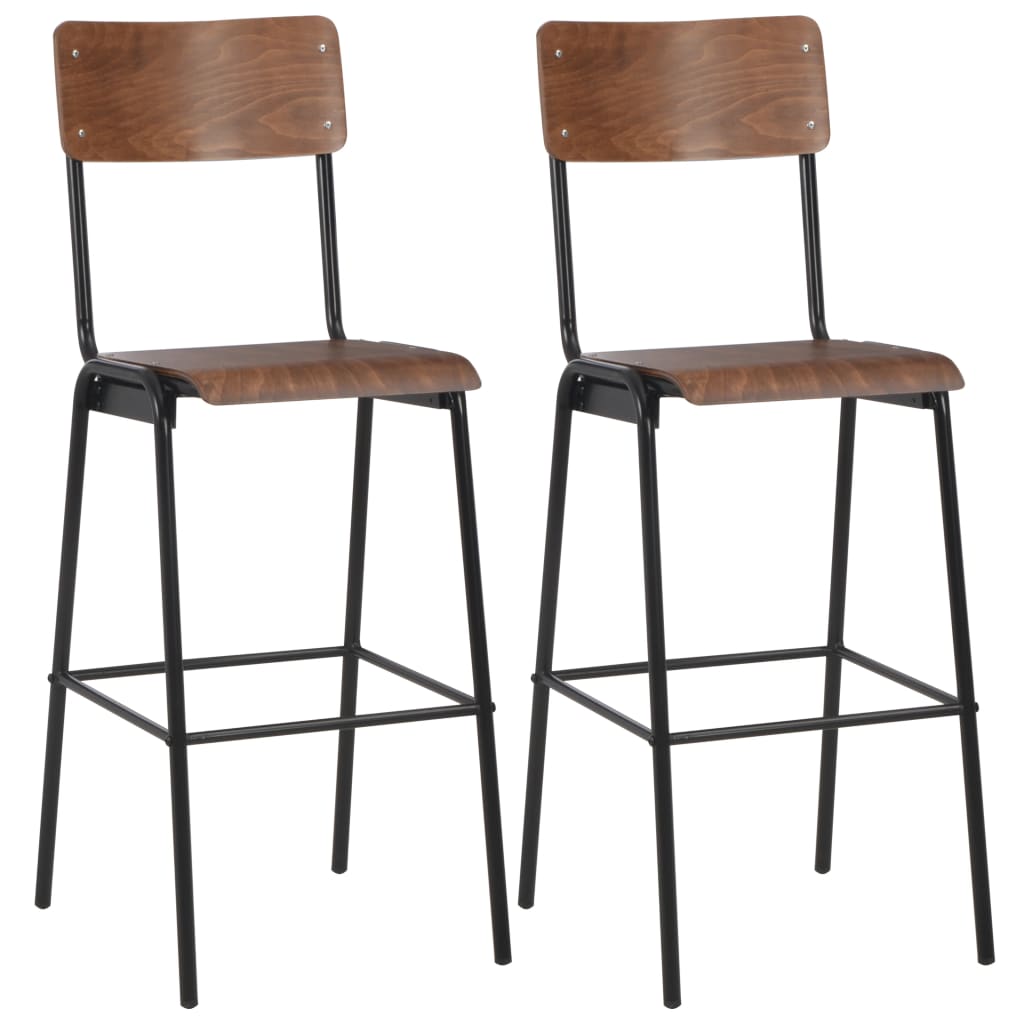 Bar Chairs 6 Pcs Solid Plywood Steel