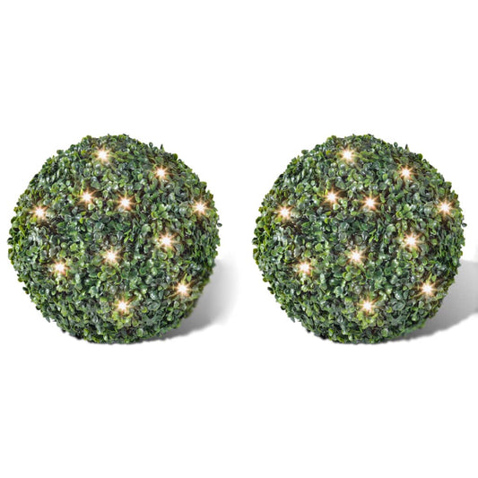 Artificial Leaf Topiary Ball 27 Cm Solar Led String 2 Pcs