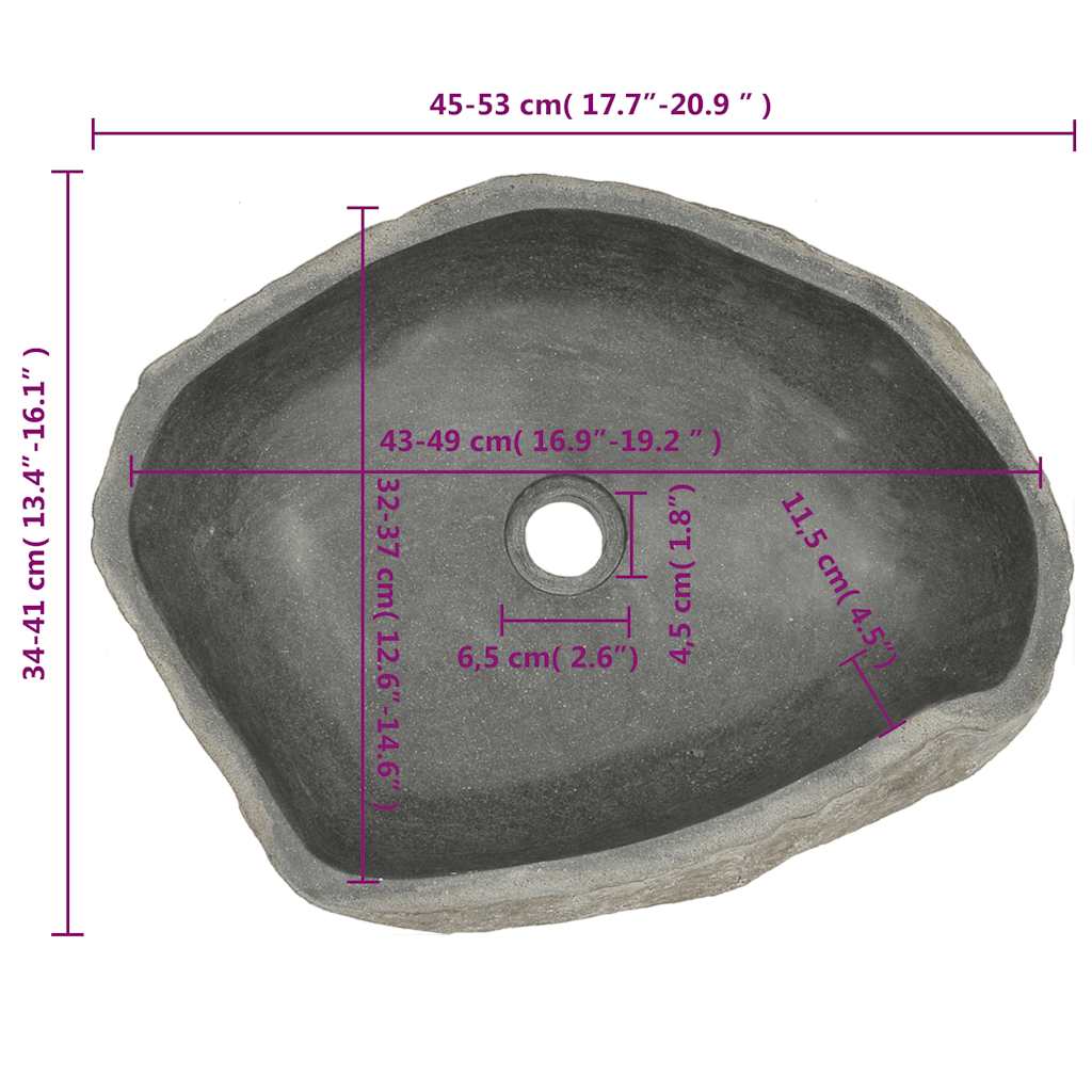 Basin River Stone Oval (45-53)X(34-41) Cm