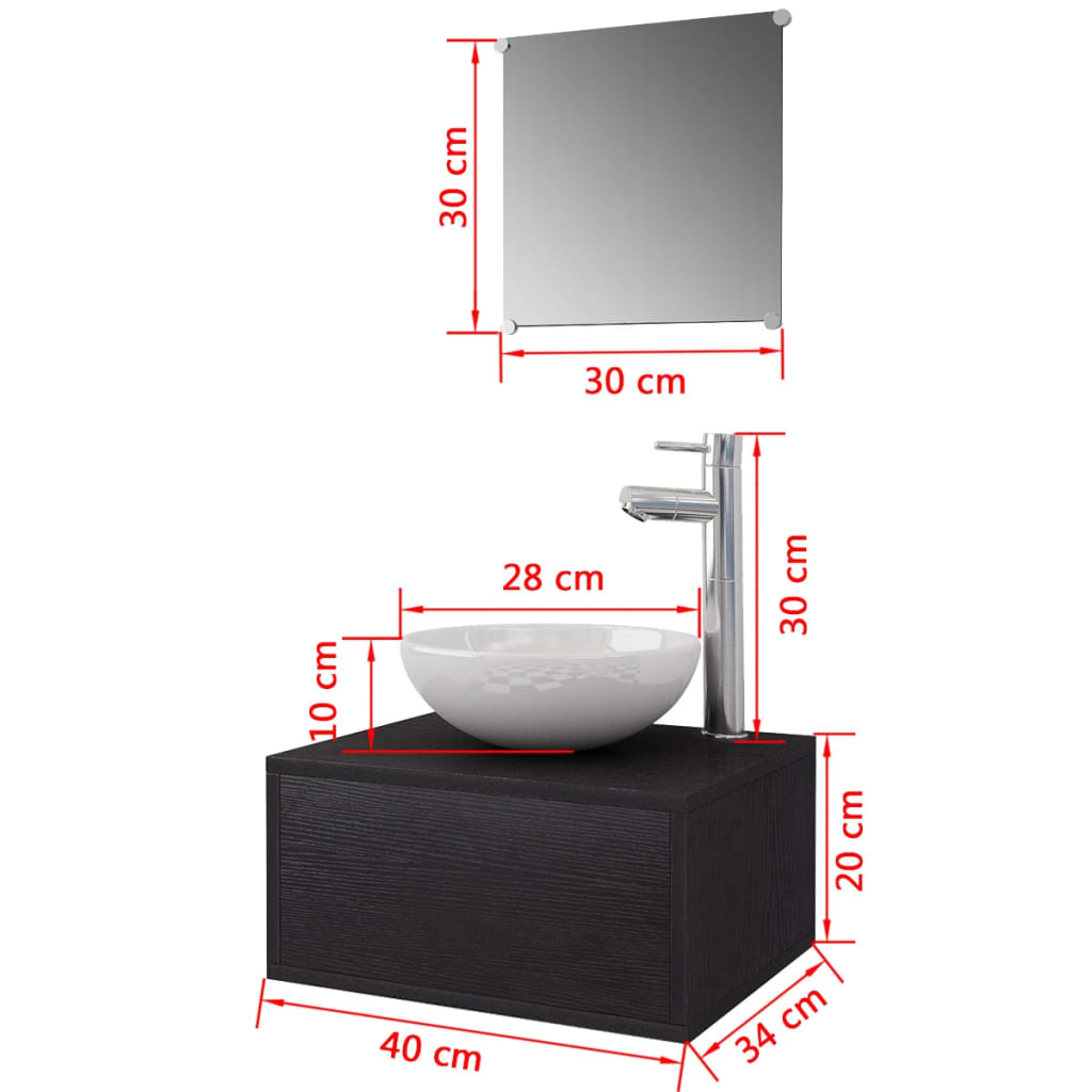 Four Piece Bathroom Furniture Set With Basin With Tap
