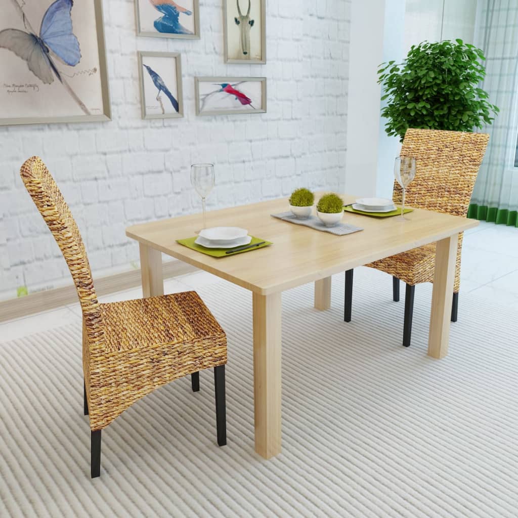 Dining Chairs 2 Pcs Abaca And Solid Mango Wood