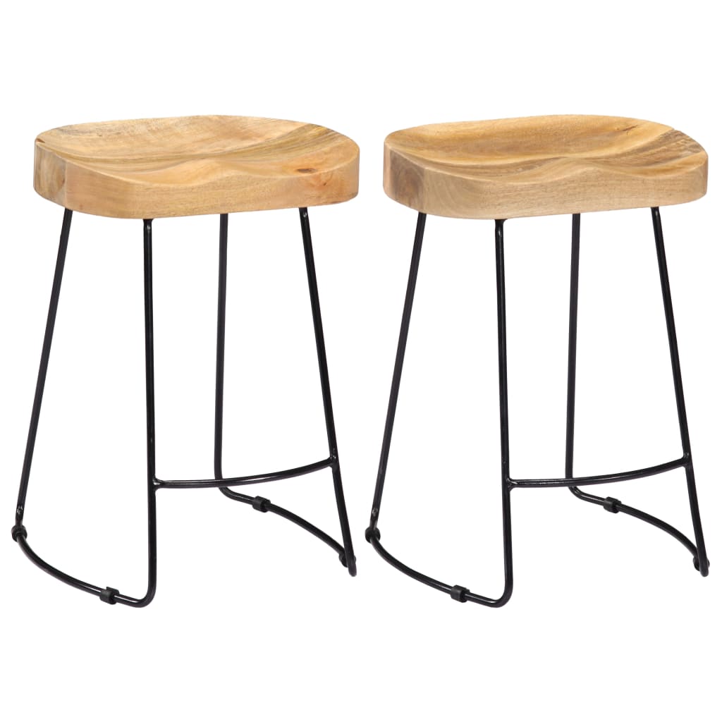 Bar Stools 2 Pcs Solid Wood Mango