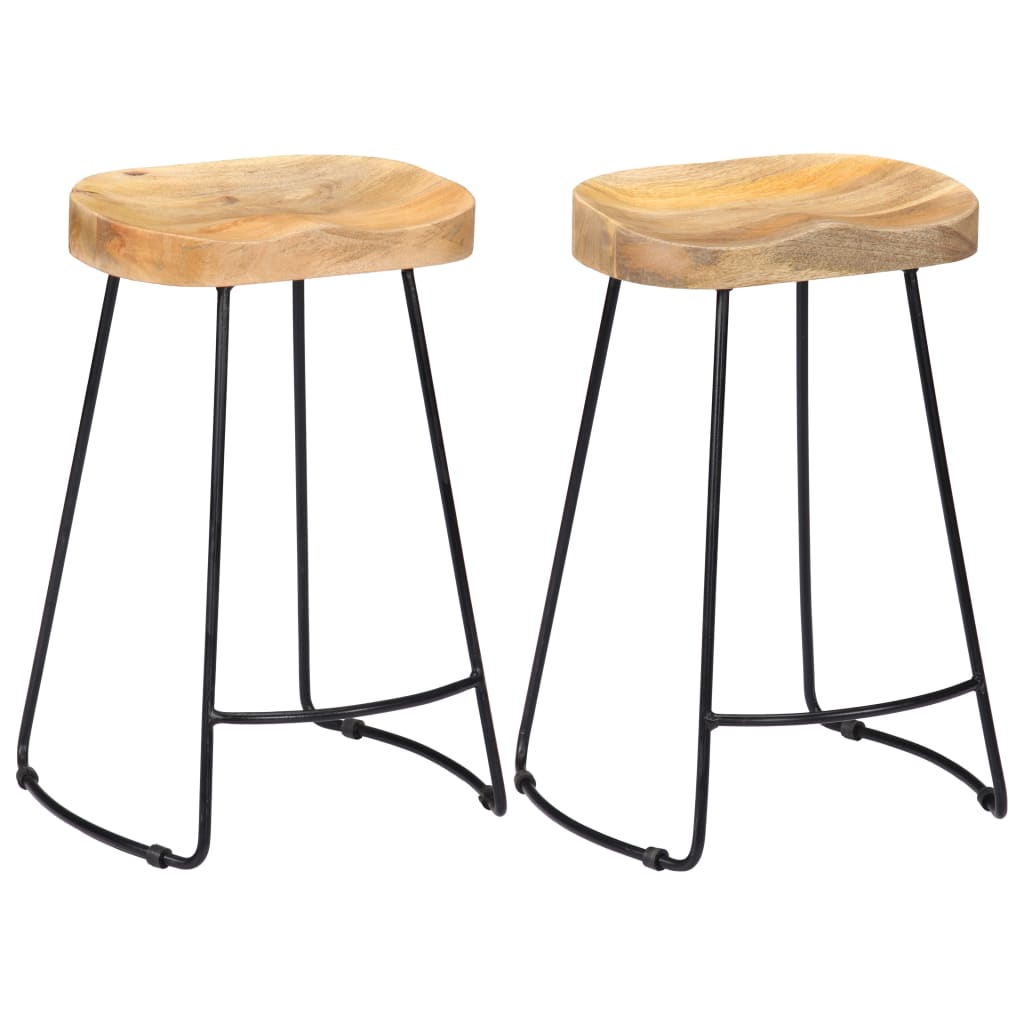 Bar Stools 2 Pcs Solid Wood Mango