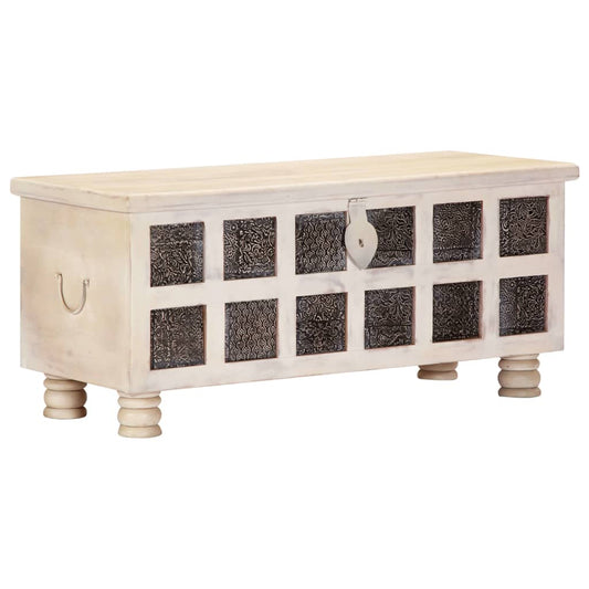 Storage Box White 110X40X45 Cm Solid Acacia Wood