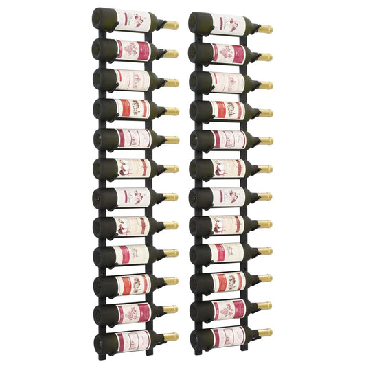 Wall Mounted Wine Racks For 12 Bottles 2 Pcs Iron
