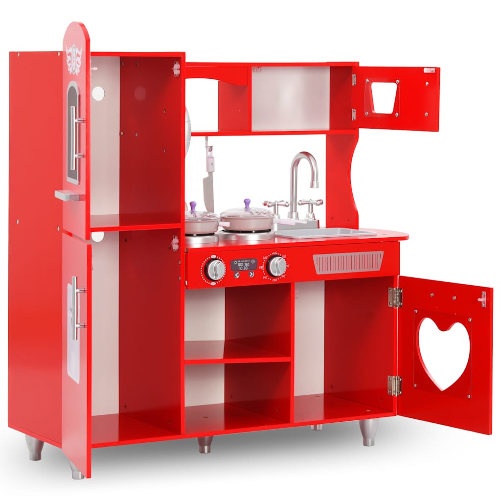 Kids' Play Kitchen Mdf 84X31X89 Cm Red