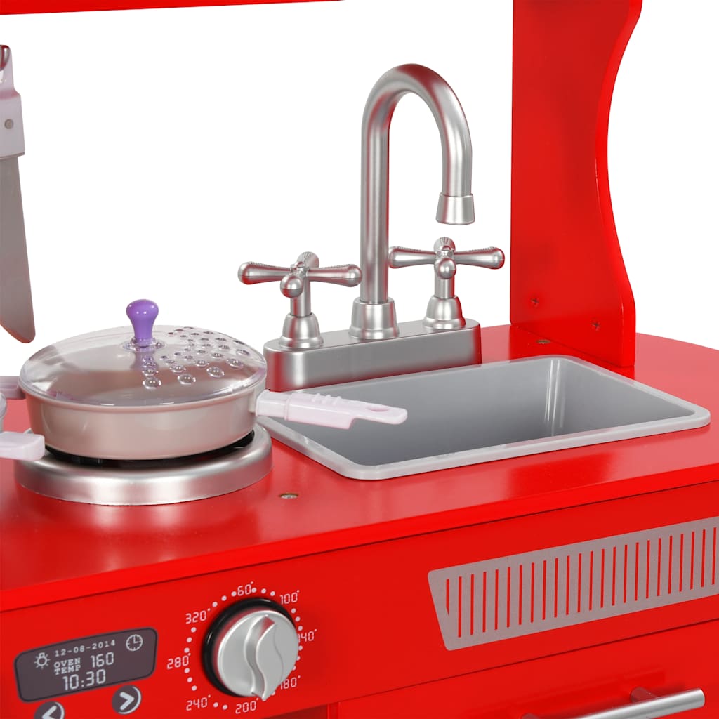 Kids' Play Kitchen Mdf 84X31X89 Cm Red