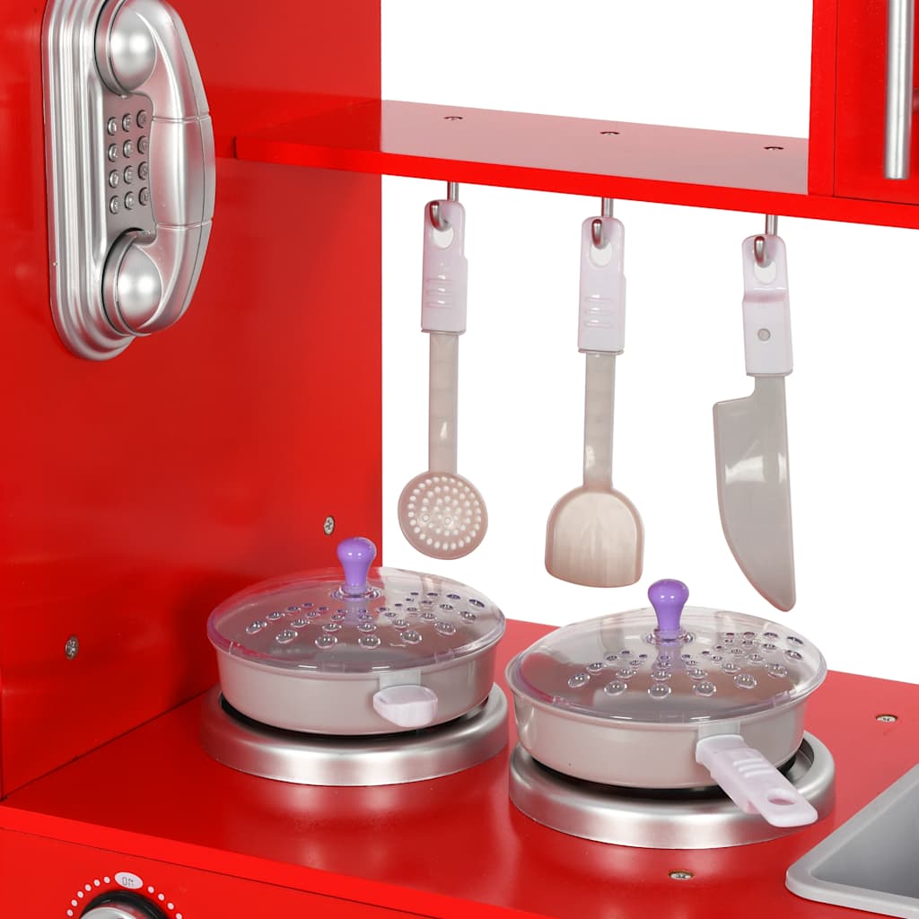 Kids' Play Kitchen Mdf 84X31X89 Cm Red