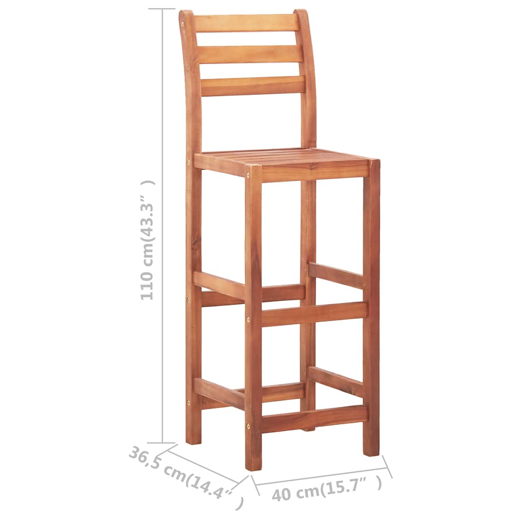 Bar Chairs 2 Pcs Solid Acacia Wood