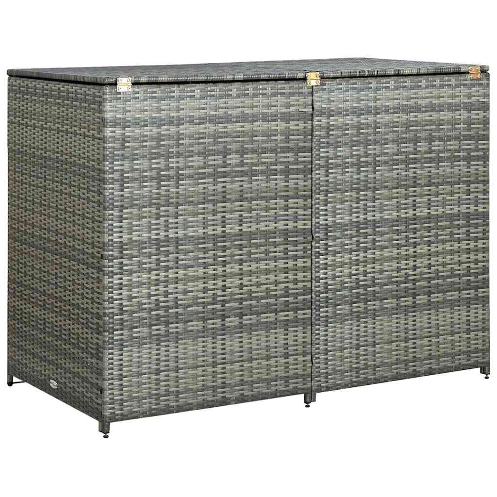 Double Wheelie Bin Shed Poly Rattan 148X77X111 Cm