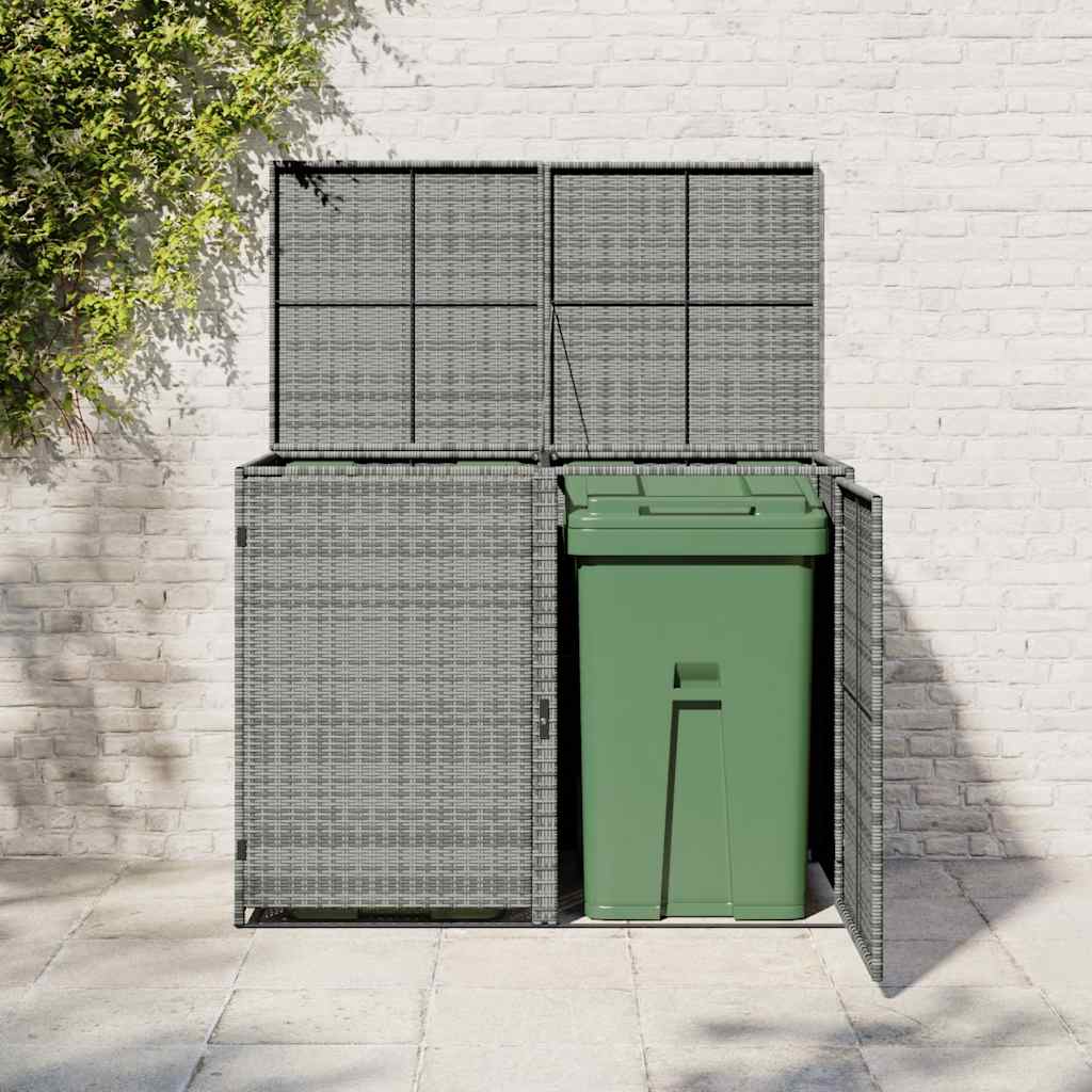 Double Wheelie Bin Shed Poly Rattan 148X77X111 Cm