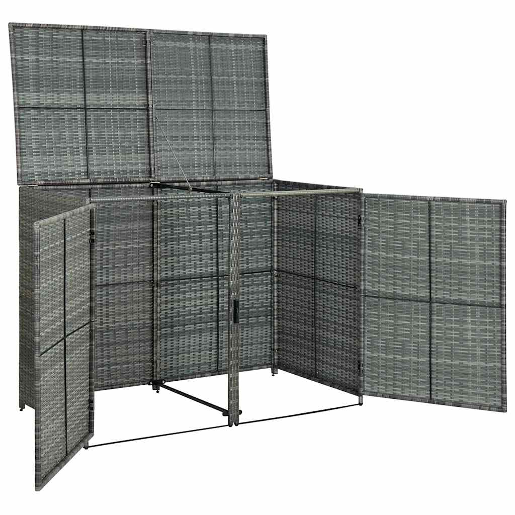 Double Wheelie Bin Shed Poly Rattan 148X77X111 Cm